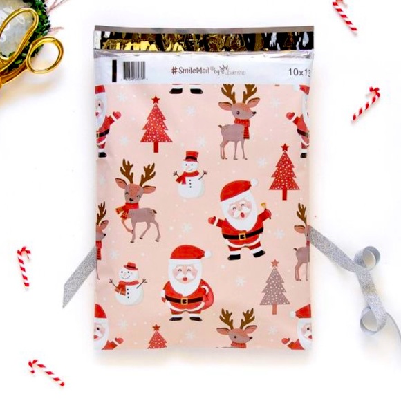 Christmas Santa & Reindeer Poly Mailers Holiday Shipping Bags Nwt - Picture 2 of 3